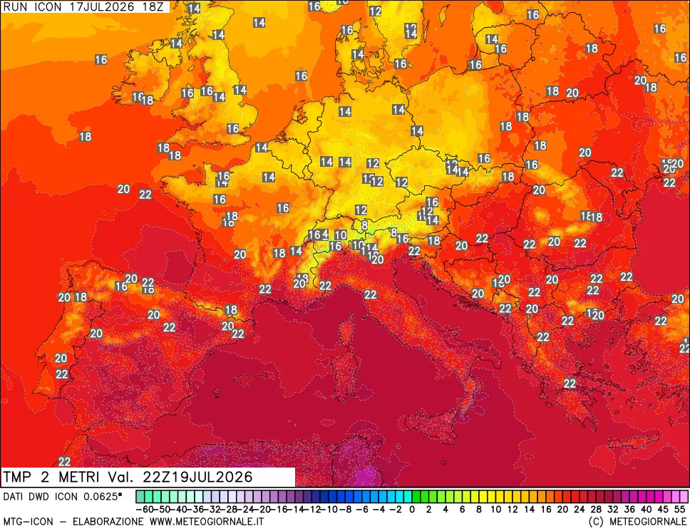 mappa Temp 2 metri