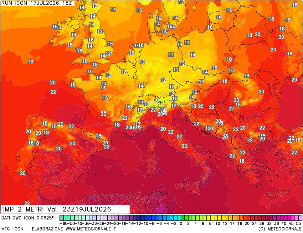 mappa Temp 2 metri