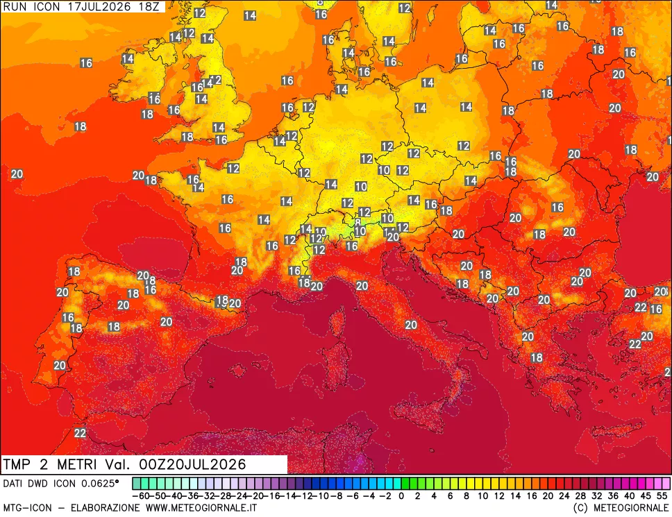mappa Temp 2 metri