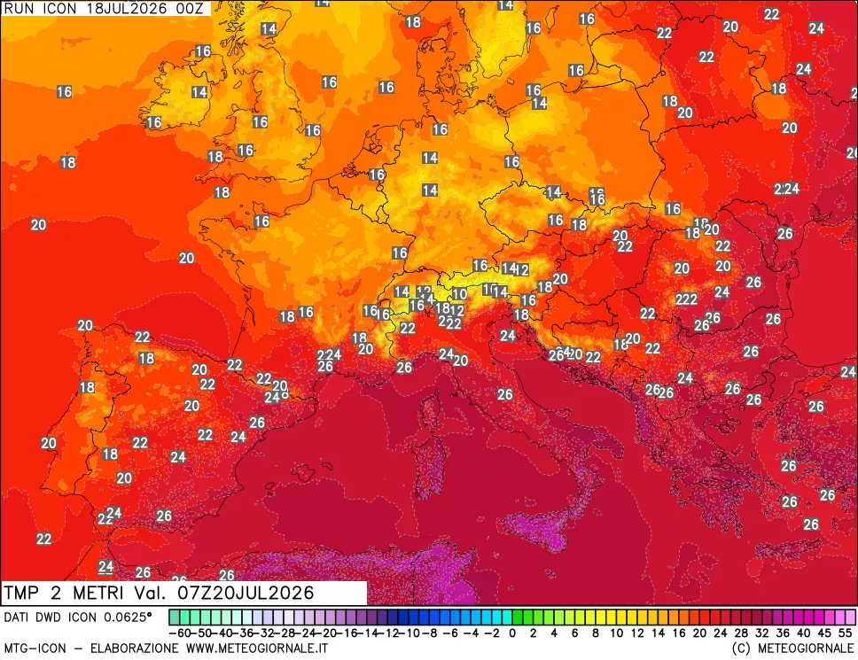 mappa Temp 2 metri