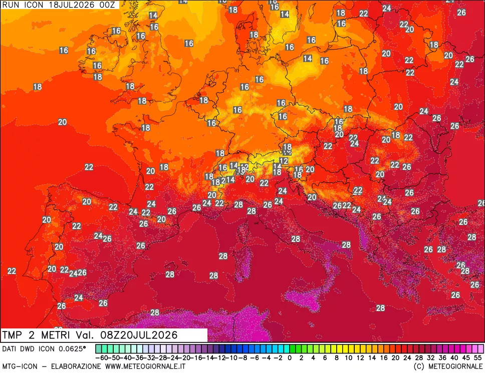 mappa Temp 2 metri