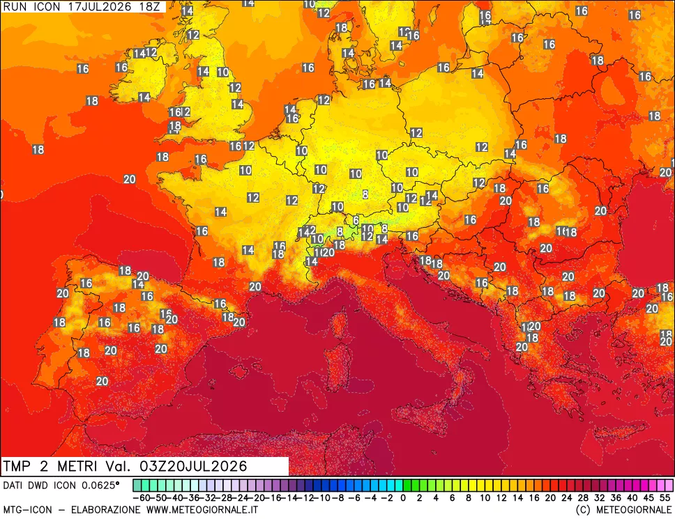 mappa Temp 2 metri