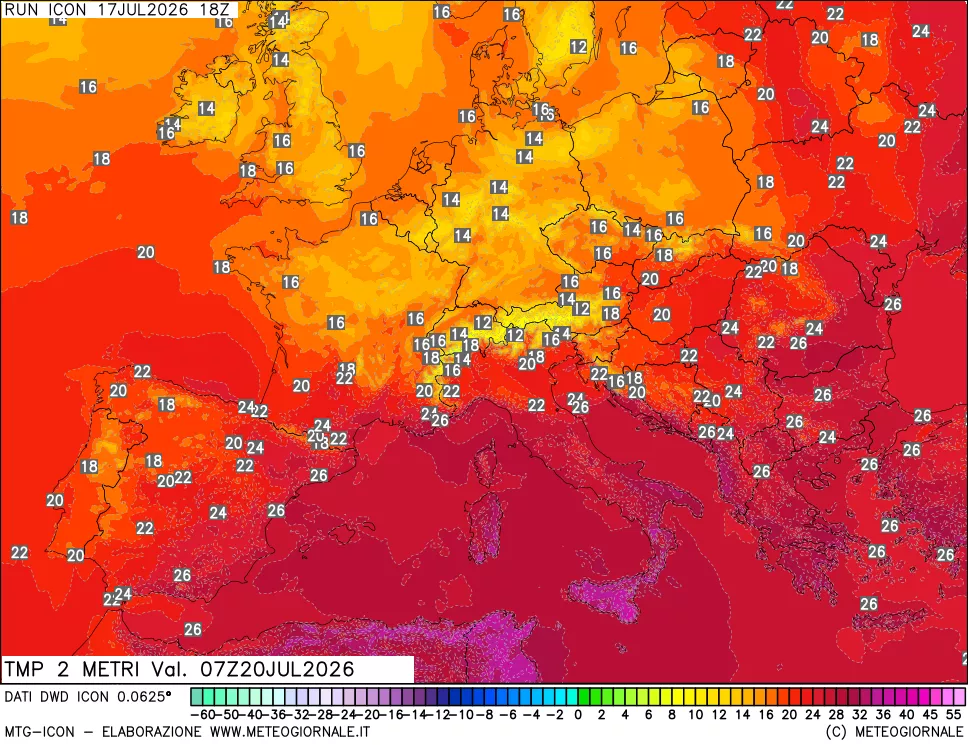 mappa Temp 2 metri