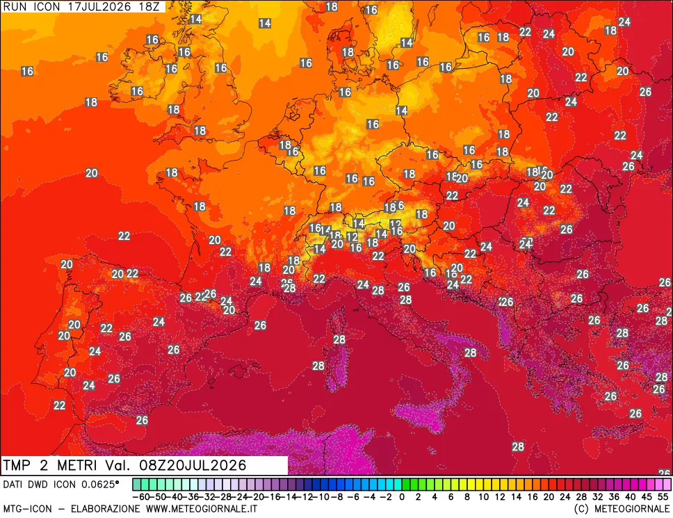 mappa Temp 2 metri