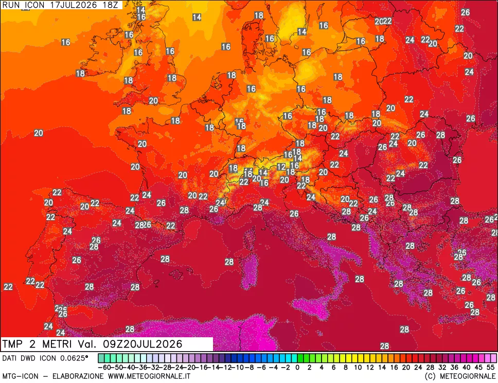 mappa Temp 2 metri
