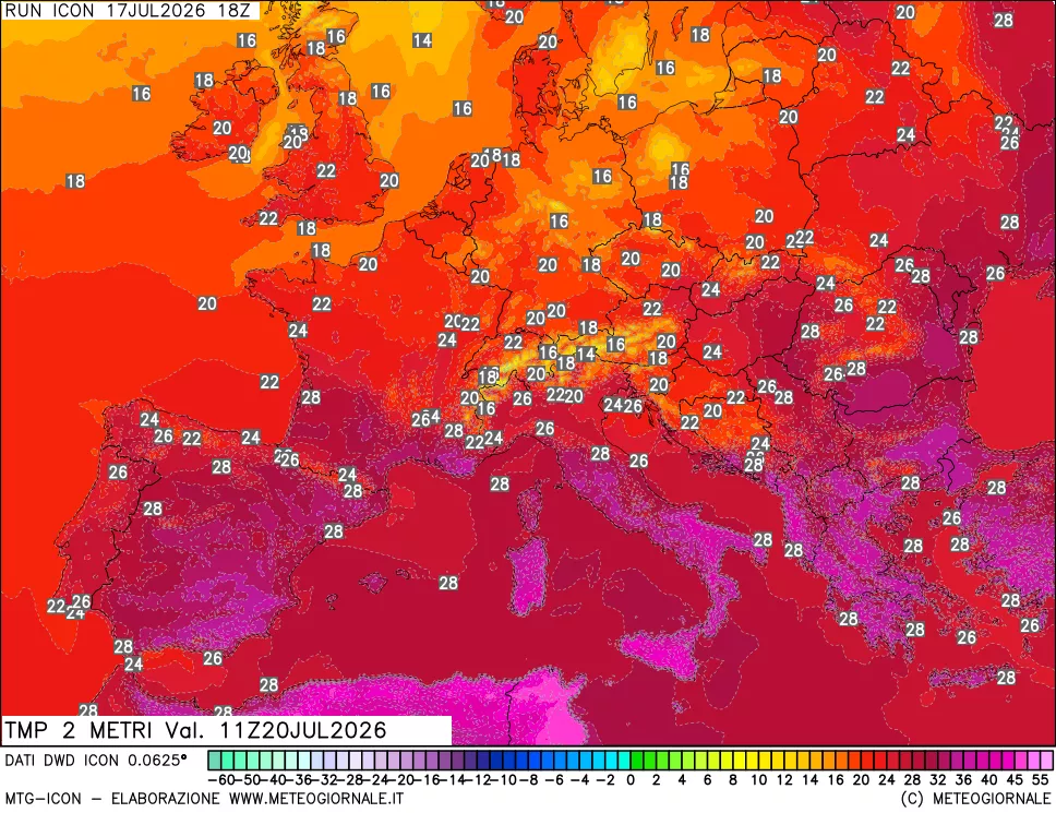 mappa Temp 2 metri