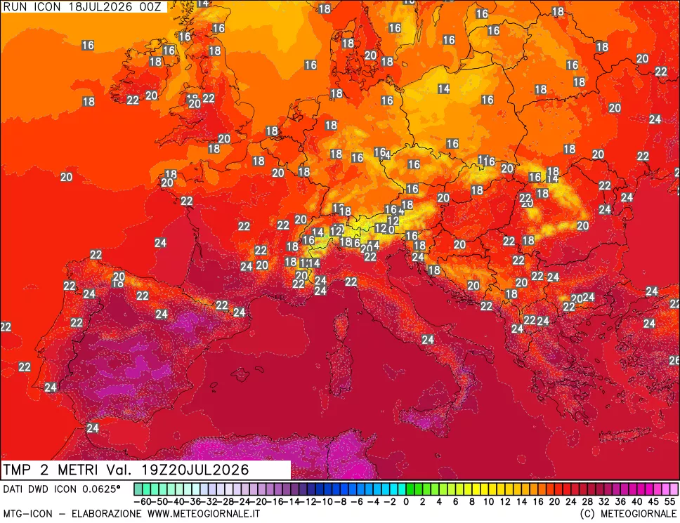 mappa Temp 2 metri