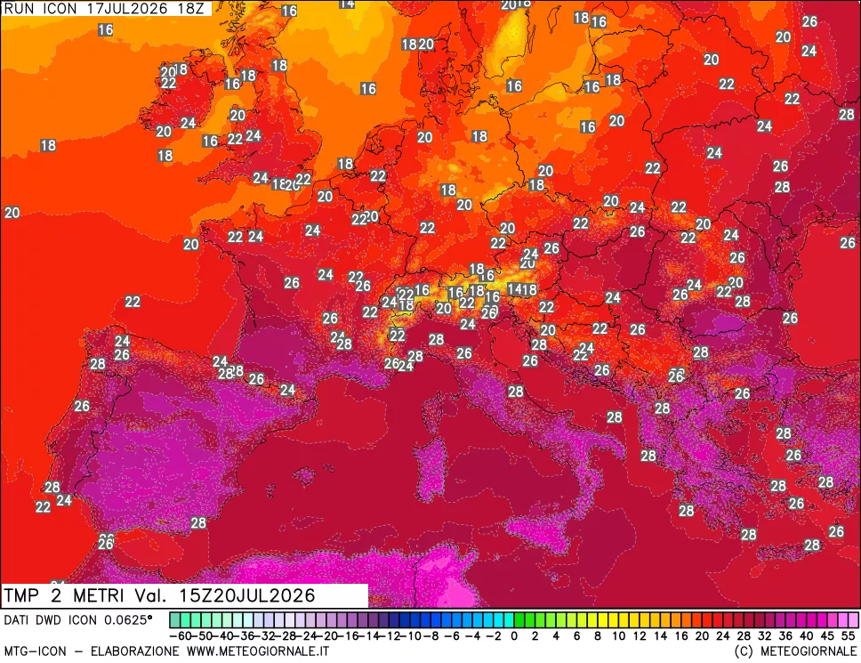 mappa Temp 2 metri