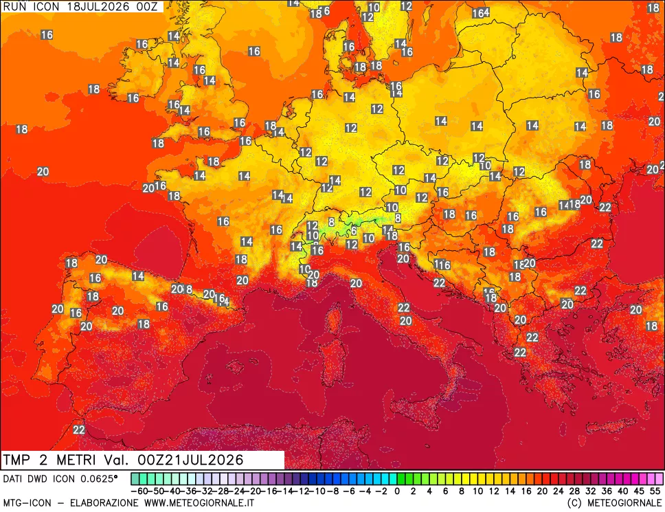 mappa Temp 2 metri