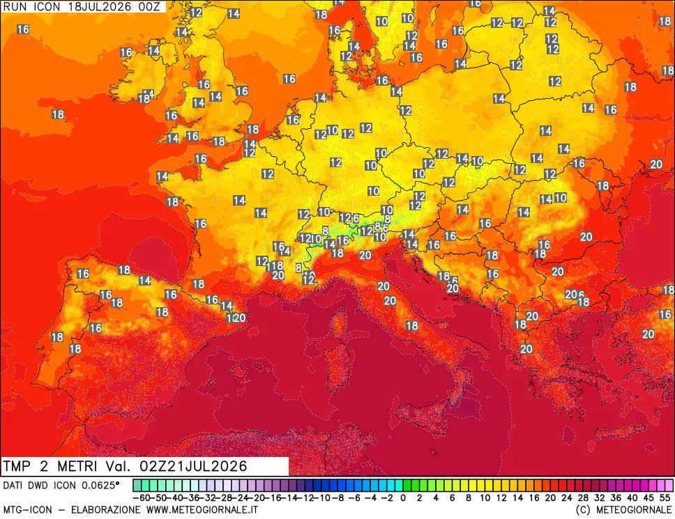 mappa Temp 2 metri