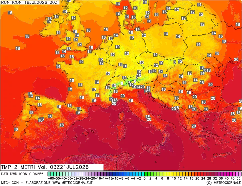 mappa Temp 2 metri