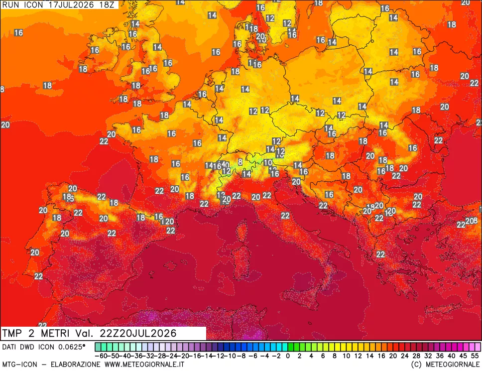 mappa Temp 2 metri