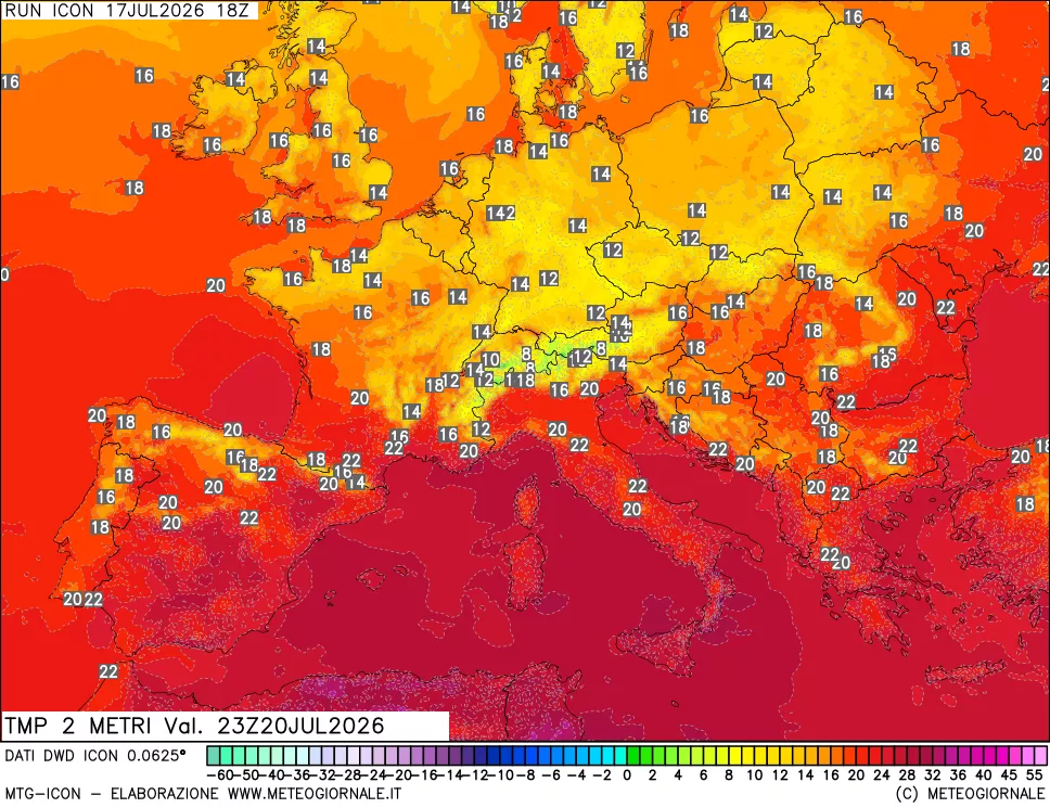 mappa Temp 2 metri