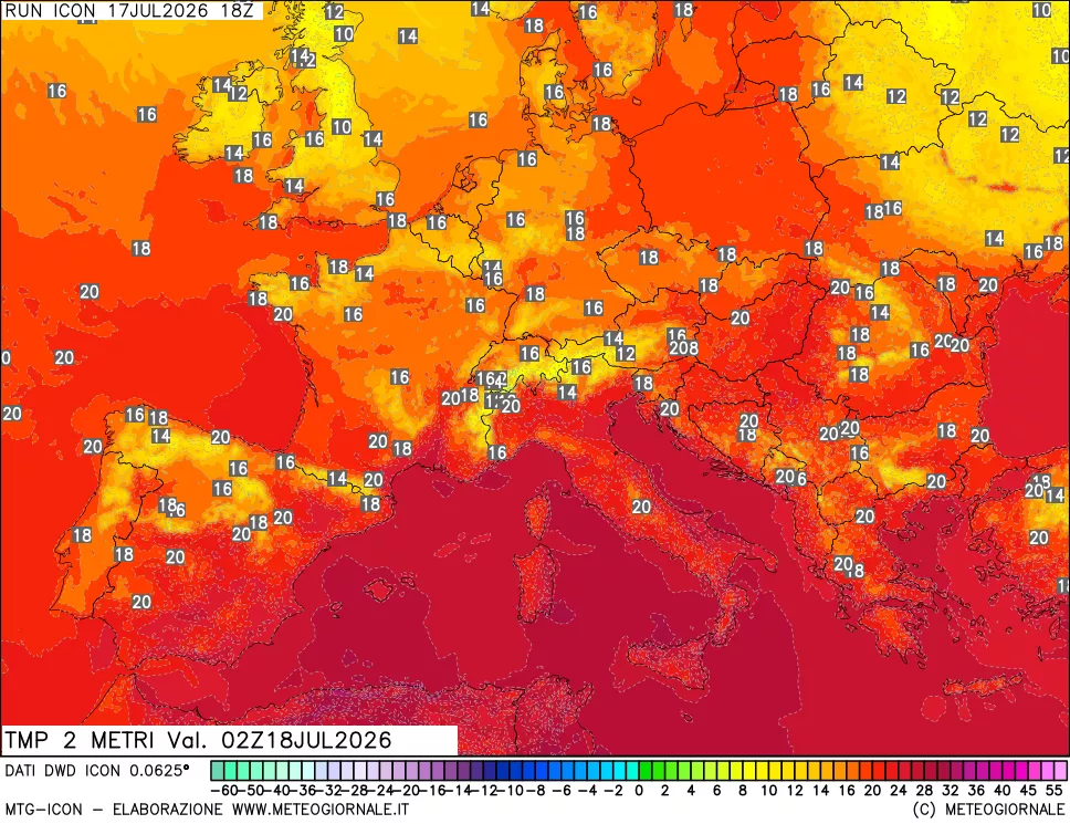 mappa Temp 2 metri
