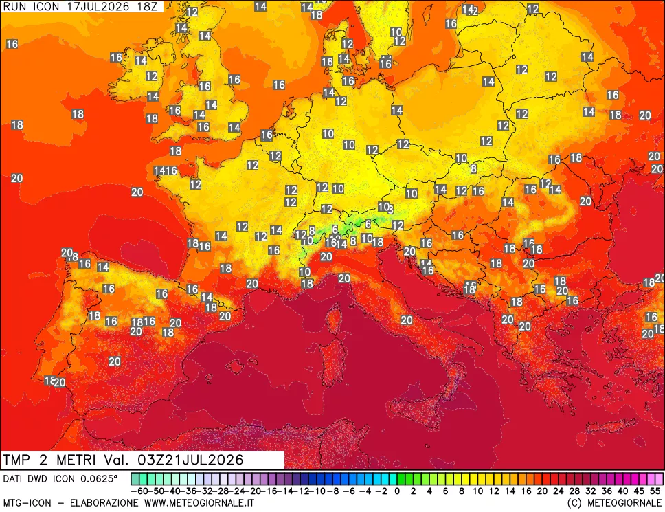 mappa Temp 2 metri