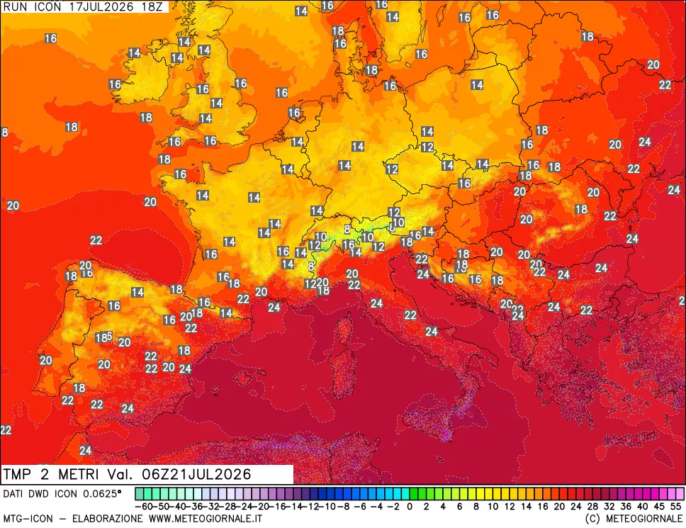 mappa Temp 2 metri