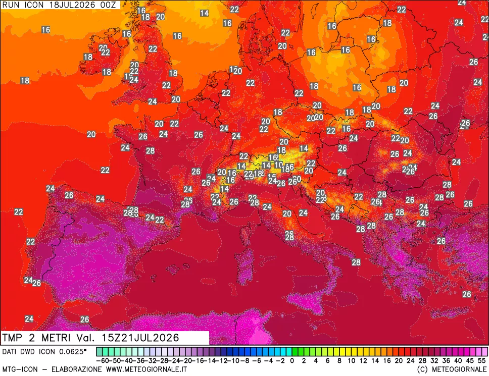 mappa Temp 2 metri