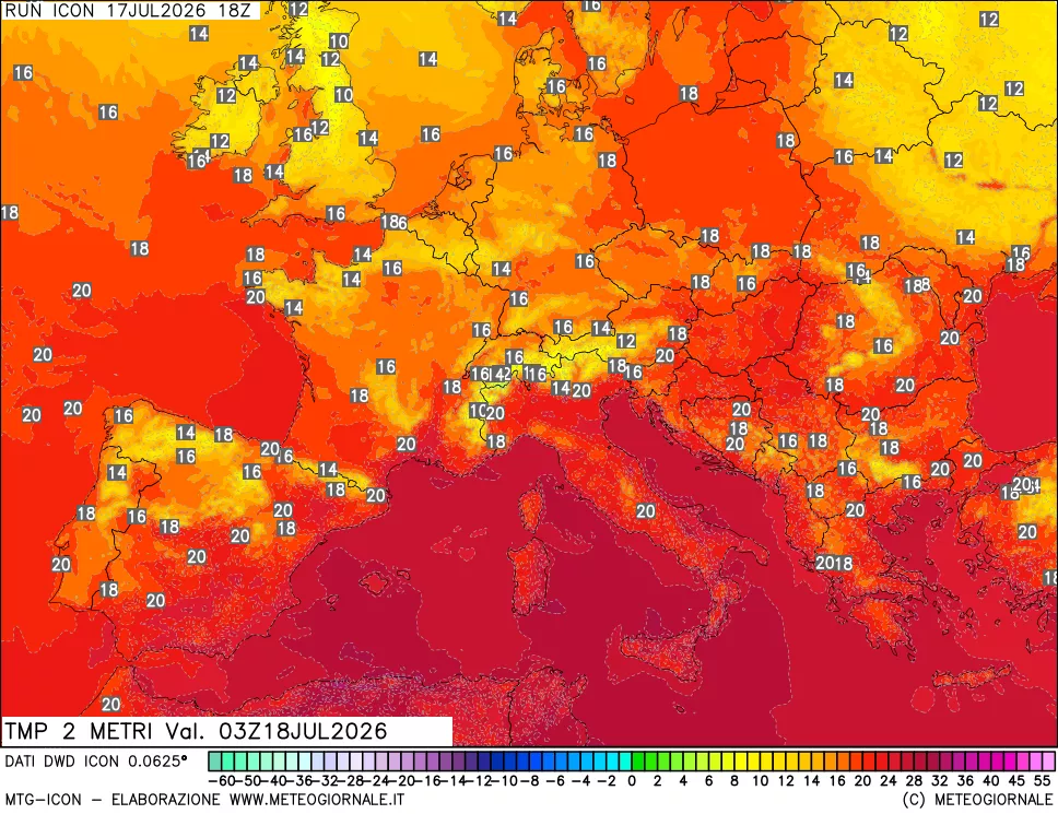 mappa Temp 2 metri