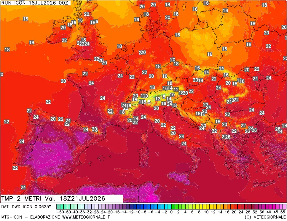 mappa Temp 2 metri