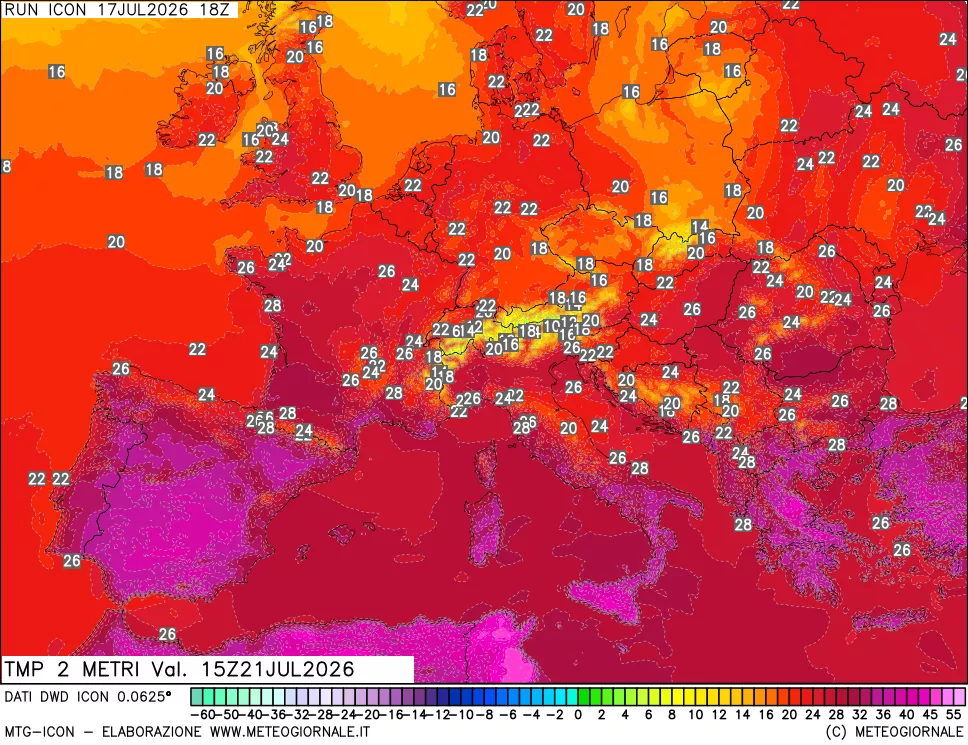 mappa Temp 2 metri
