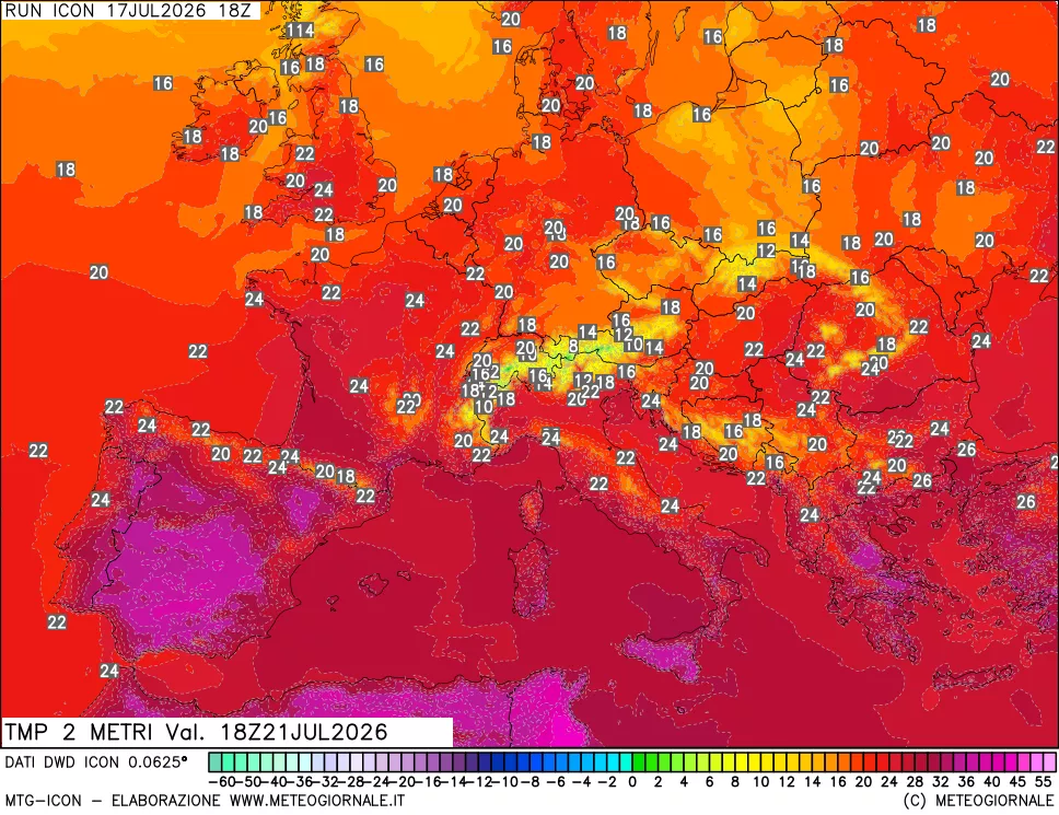 mappa Temp 2 metri