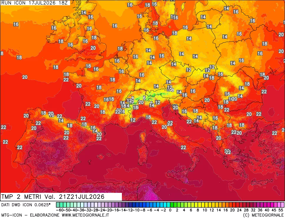mappa Temp 2 metri