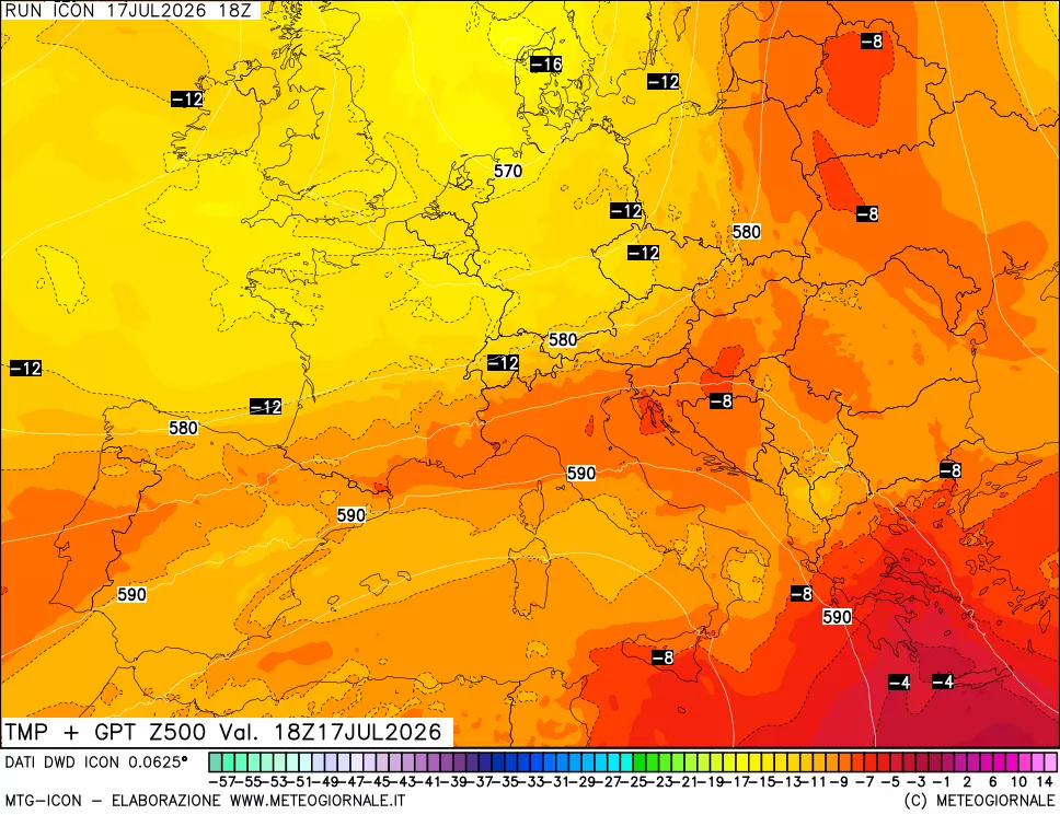 mappa 500 hPa Temp + GPT