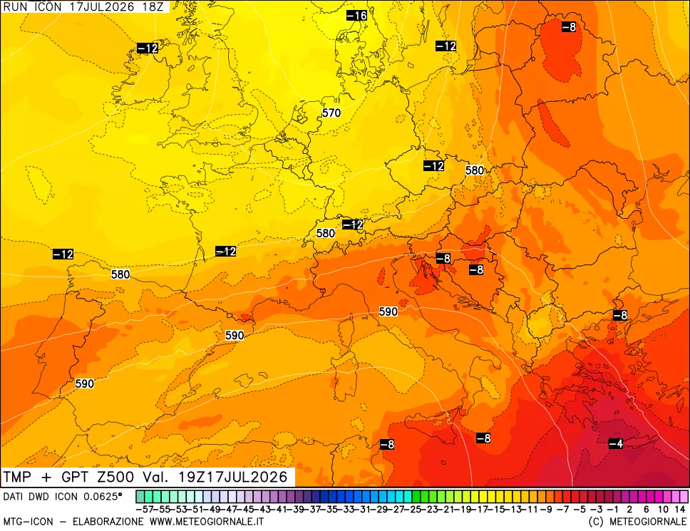 mappa 500 hPa Temp + GPT