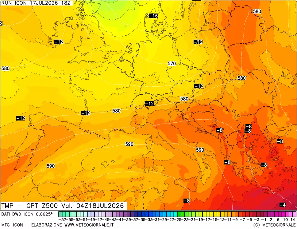 mappa 500 hPa Temp + GPT