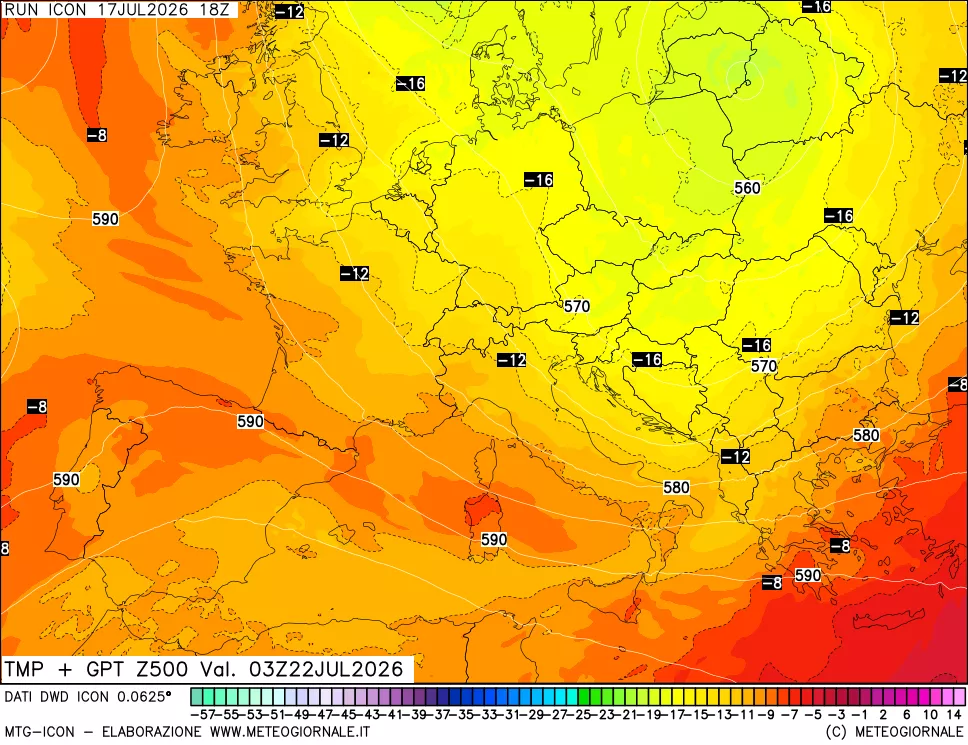mappa 500 hPa Temp + GPT