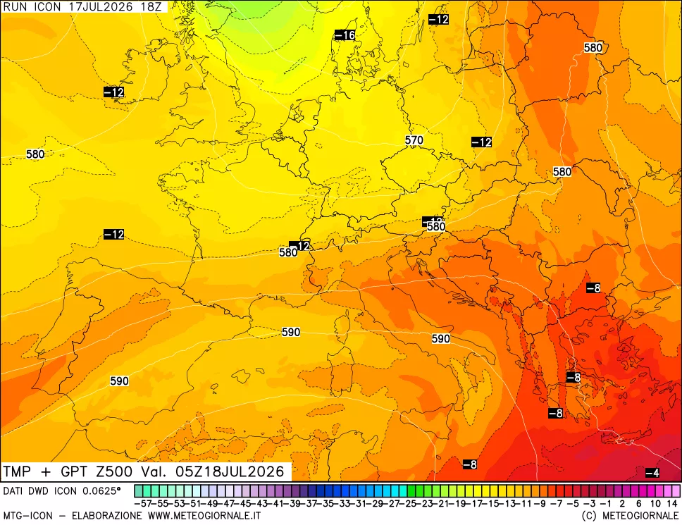 mappa 500 hPa Temp + GPT