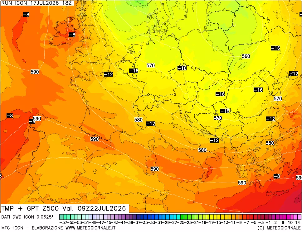 mappa 500 hPa Temp + GPT