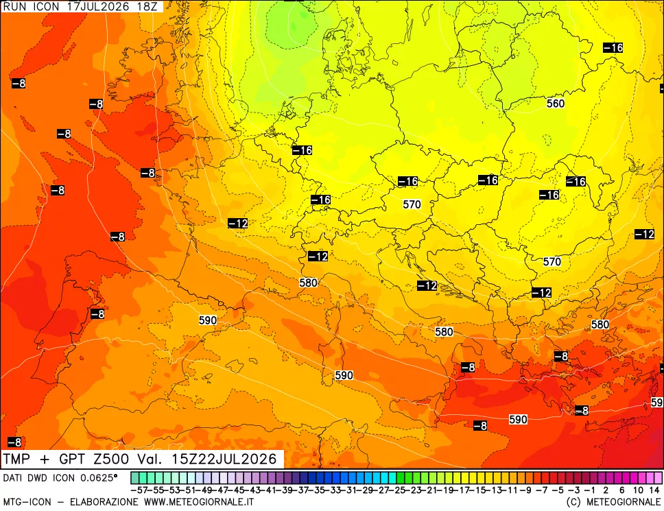 mappa 500 hPa Temp + GPT