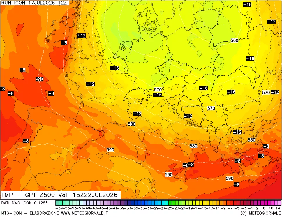 mappa 500 hPa Temp + GPT