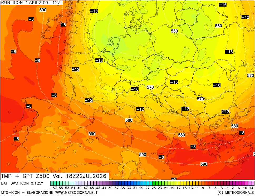 mappa 500 hPa Temp + GPT