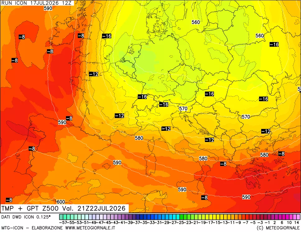 mappa 500 hPa Temp + GPT