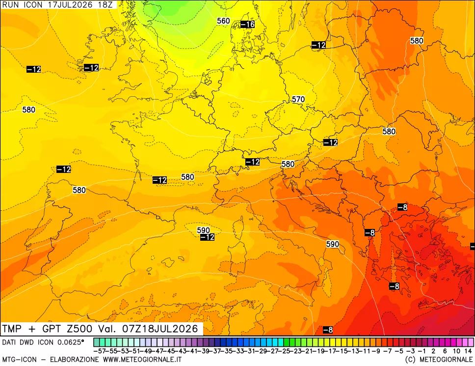 mappa 500 hPa Temp + GPT