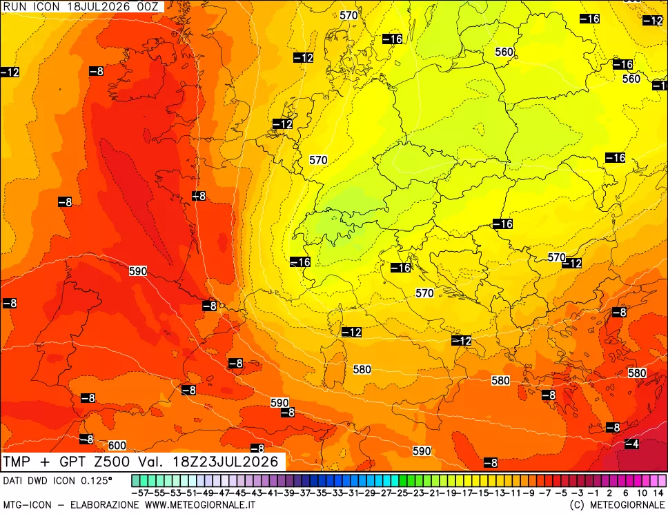 mappa 500 hPa Temp + GPT