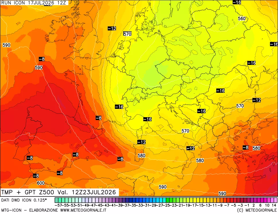 mappa 500 hPa Temp + GPT