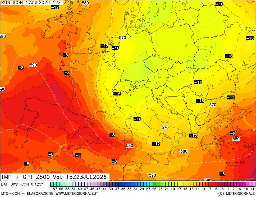 mappa 500 hPa Temp + GPT