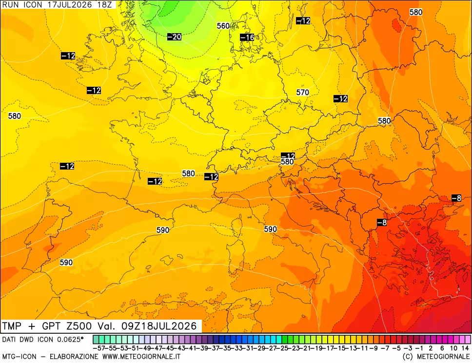 mappa 500 hPa Temp + GPT