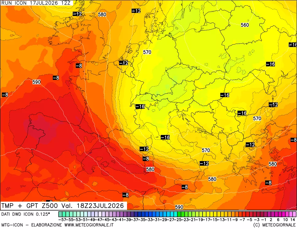 mappa 500 hPa Temp + GPT