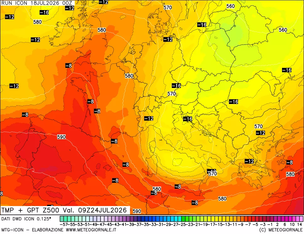 mappa 500 hPa Temp + GPT