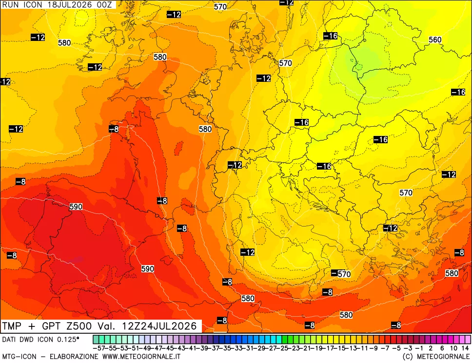 mappa 500 hPa Temp + GPT