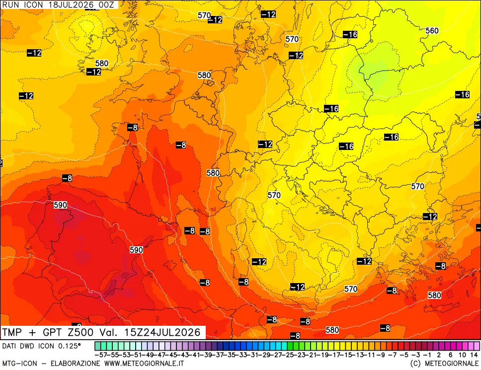 mappa 500 hPa Temp + GPT