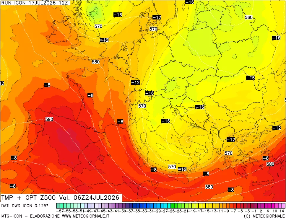 mappa 500 hPa Temp + GPT