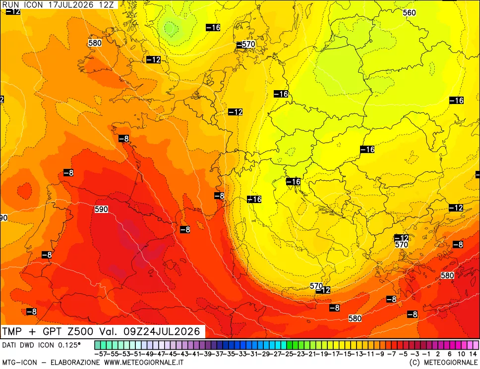 mappa 500 hPa Temp + GPT