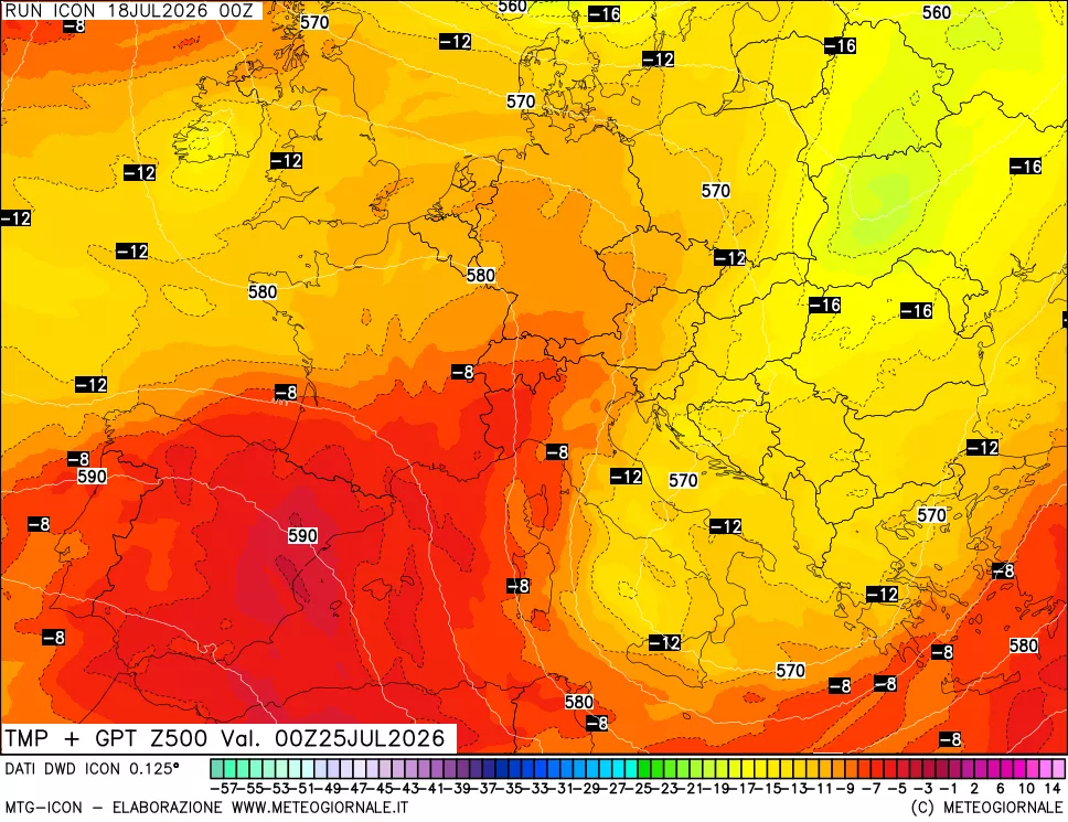 mappa 500 hPa Temp + GPT