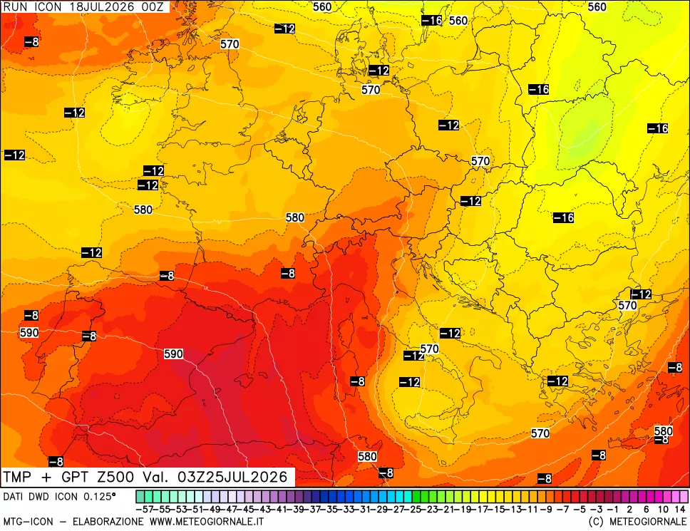 mappa 500 hPa Temp + GPT