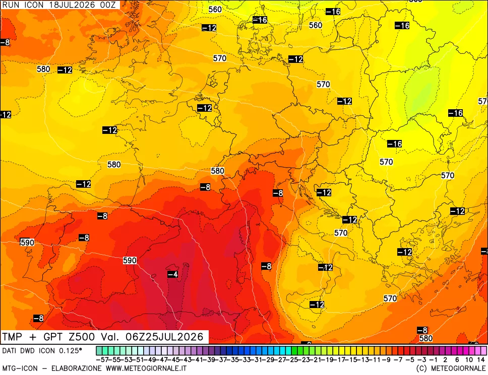 mappa 500 hPa Temp + GPT